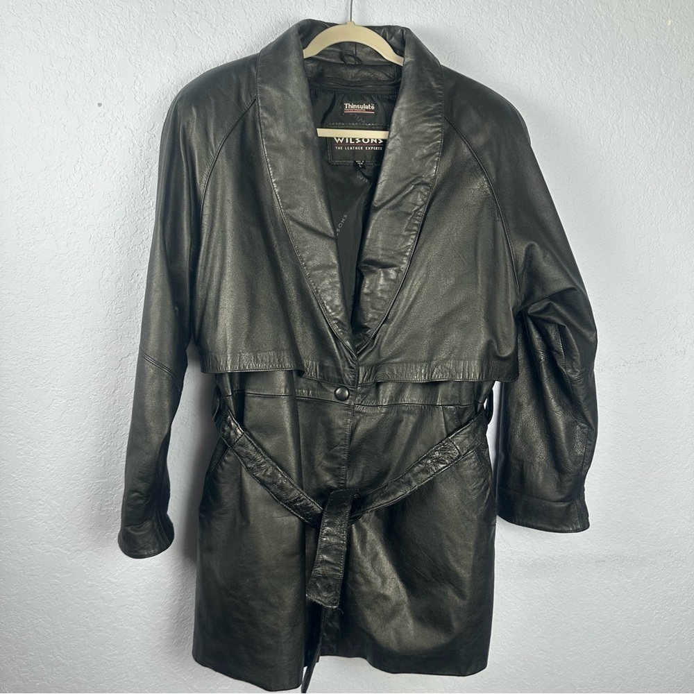 Vintage Wilson’s Men’s Black Leather Belted Thinsulate Lined Jacket Size L
